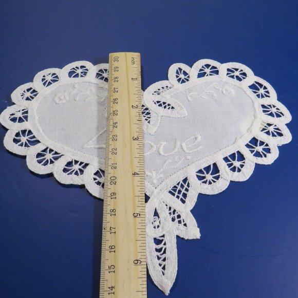 Love Embroidered Battenberg Lace Heart Dresser, Table, Wedding, Valentines - Picture 8 of 9